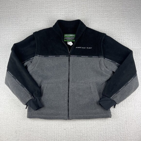 Arcticwear Arctic Cat Fleece Full Zip Jacket Sz S Grey Flex Fleece Snowmobile - Picture 1 of 16